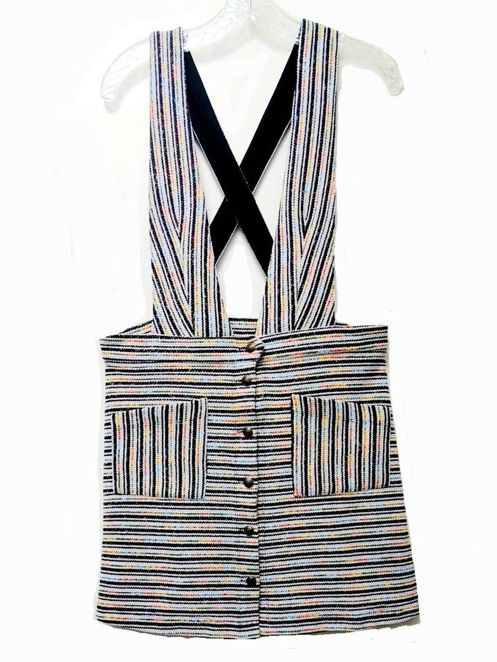 ModCloth Tweed Skirt Overall Patch Pockets Button Down Size Large